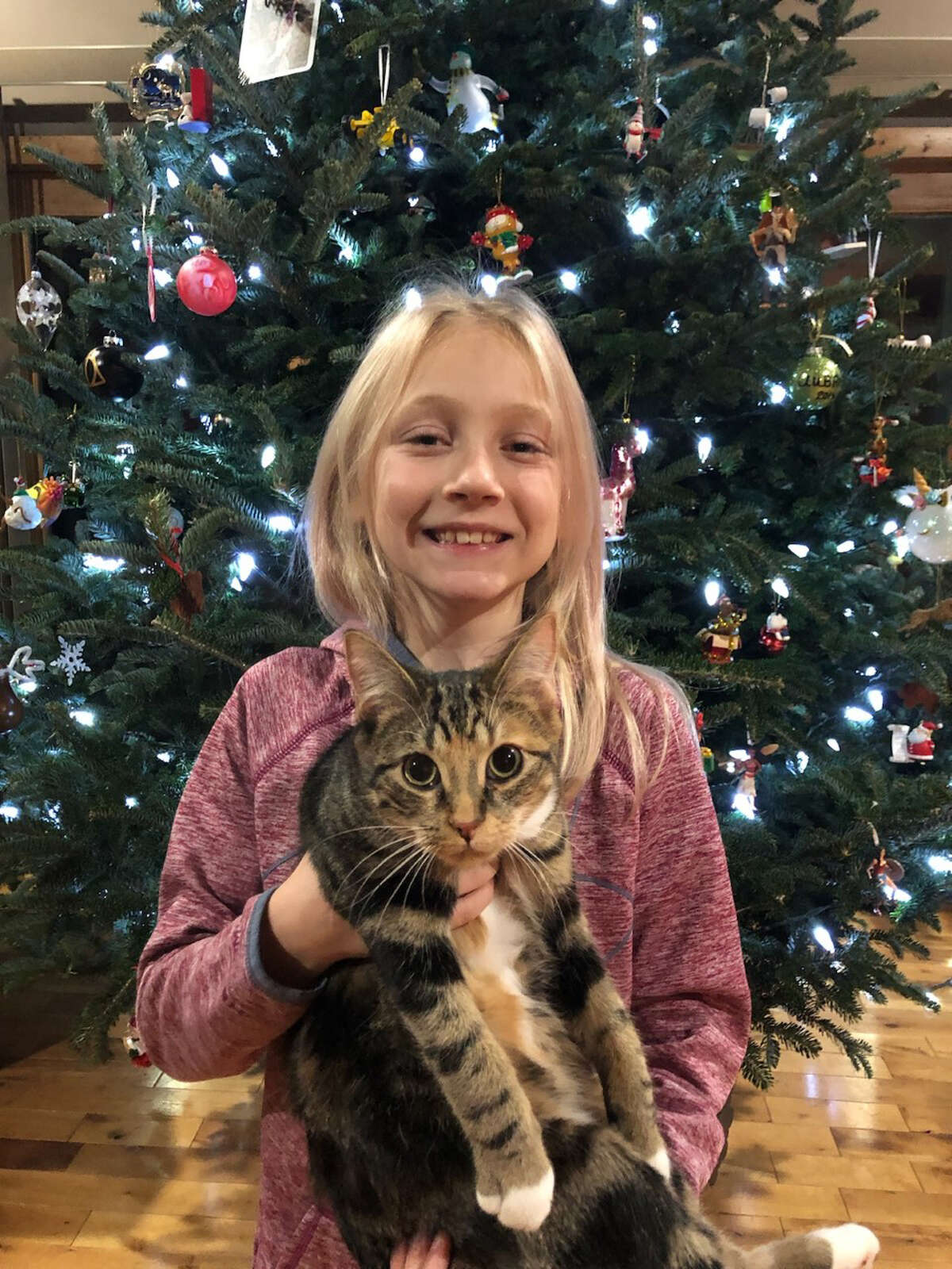 "Aubrey Myers and cat Hermione wish everyone a Very Merry Christmas!" Aubrey Myers