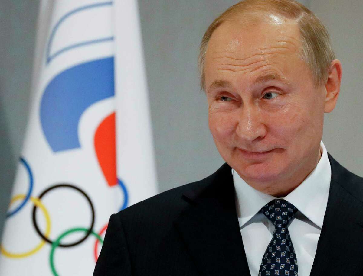 Russian President Vladimir Putin speaks as he visits the Russian International Olympic University in the Black Sea resort of Sochi, Russia, Tuesday, Dec. 3, 2019. (Shamil Zhumatov/Pool Photo via AP)