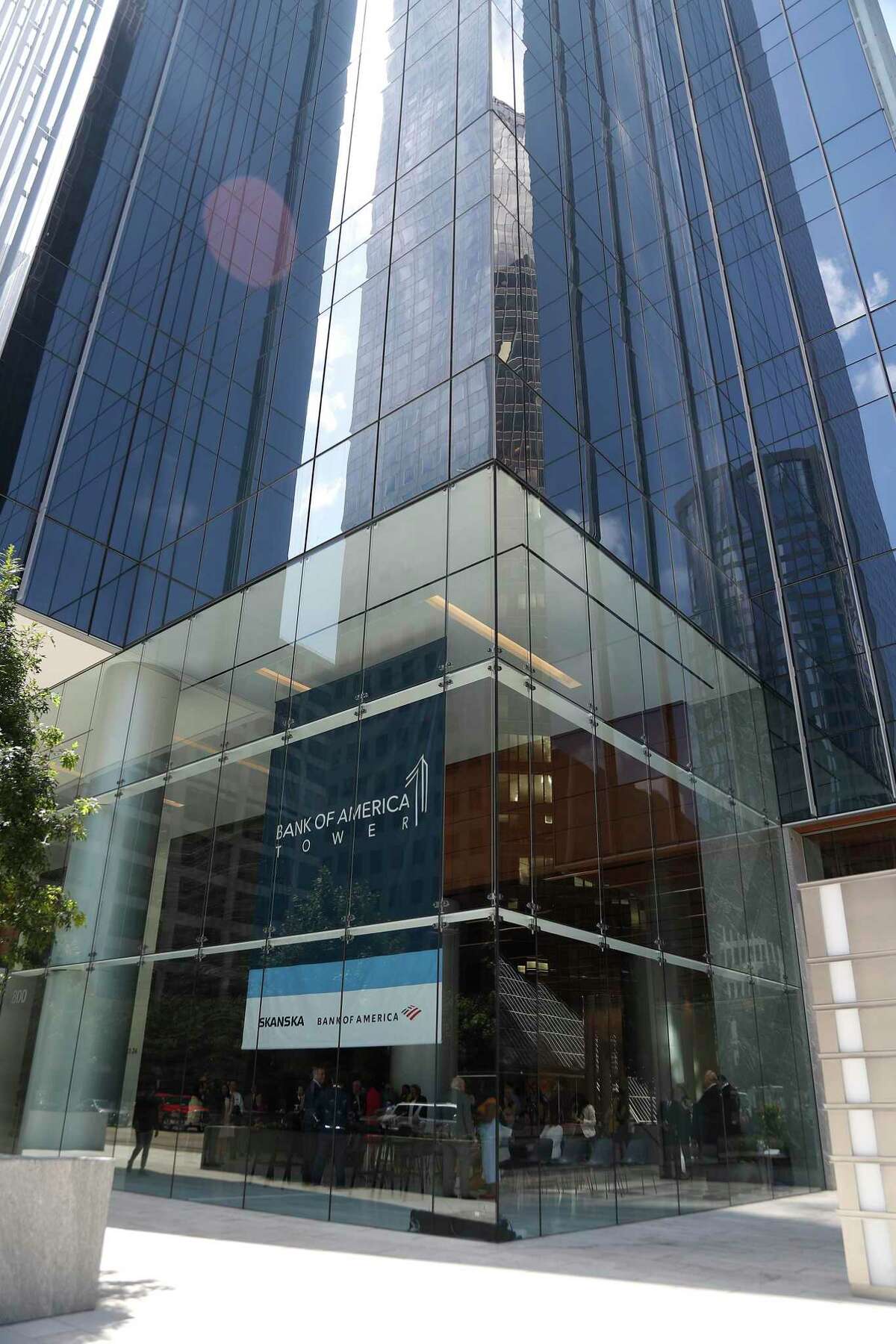 Exterior of the new Bank of America Tower, Wednesday, May 22, 2019. The 35-story office building was developed by Skanska in downtown Houston.