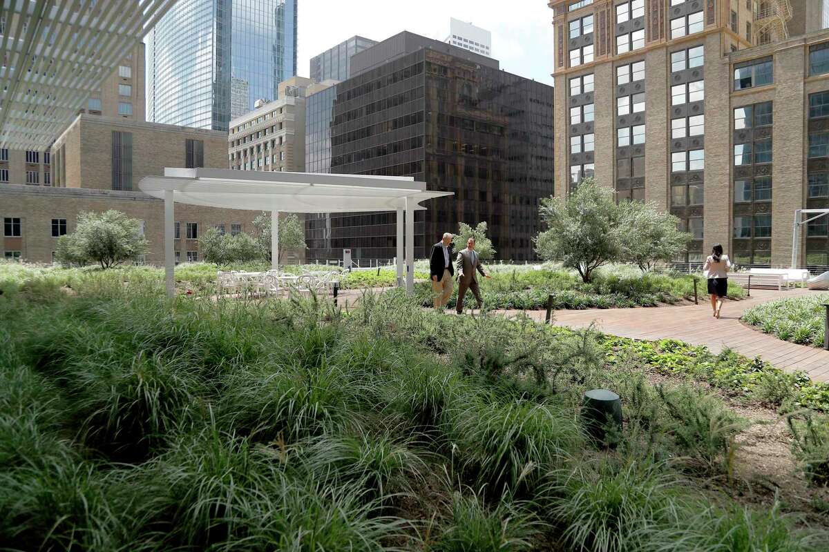 The outdoor area on the 12th floor of the Bank of America Tower, Wednesday, May 22, 2019. The Bank of America Tower, a 35-story office building and a development of Skanska in downtown, has been under construction for the last two years at 800 Capitol St.