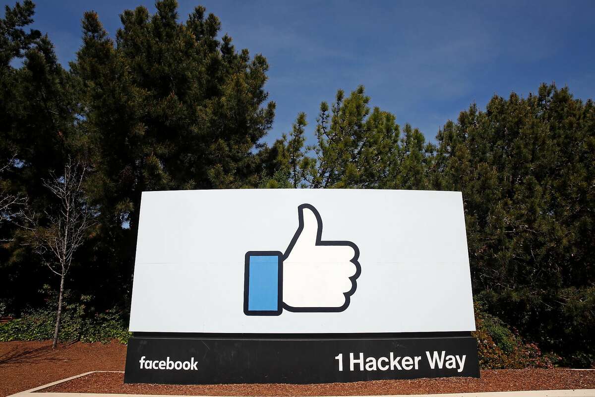 The famous Facebook sign in front of their headquarters at 1 Hacker way in Menlo Park, Calif. as seen on Tues. Mar. 27, 2018.