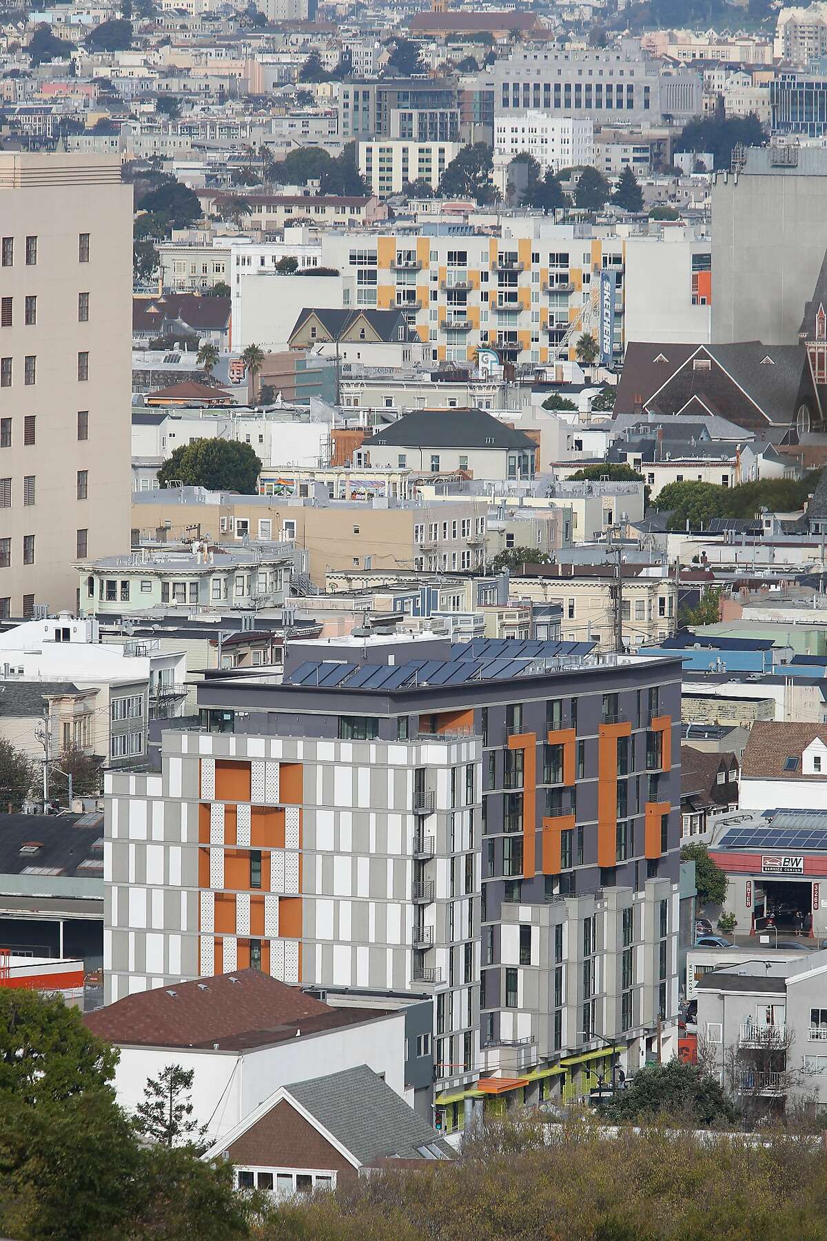 1296 Shotwell (center foreground) is seen on Tuesday, December 17, 2019 in San Francisco, Calif.