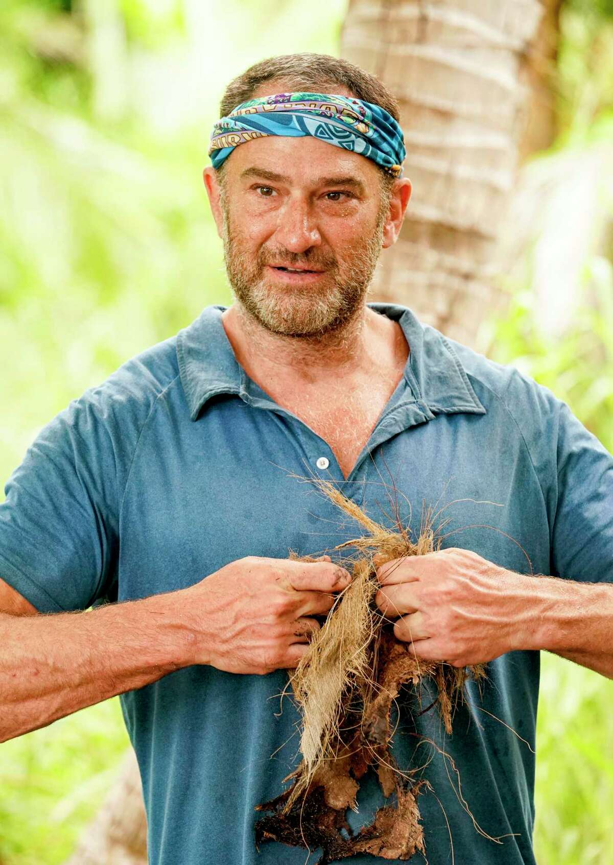 In this undated photo provided by CBS is Dan Spilo, a contestant on the eighth and ninth episodes of "Survivor: Island of Idols" airing Wednesday, Nov. 13, 2019, (8:00-10:00 PM, ET/PT), on the CBS Television Network. (Robert Voets/CBS Entertainment via AP)