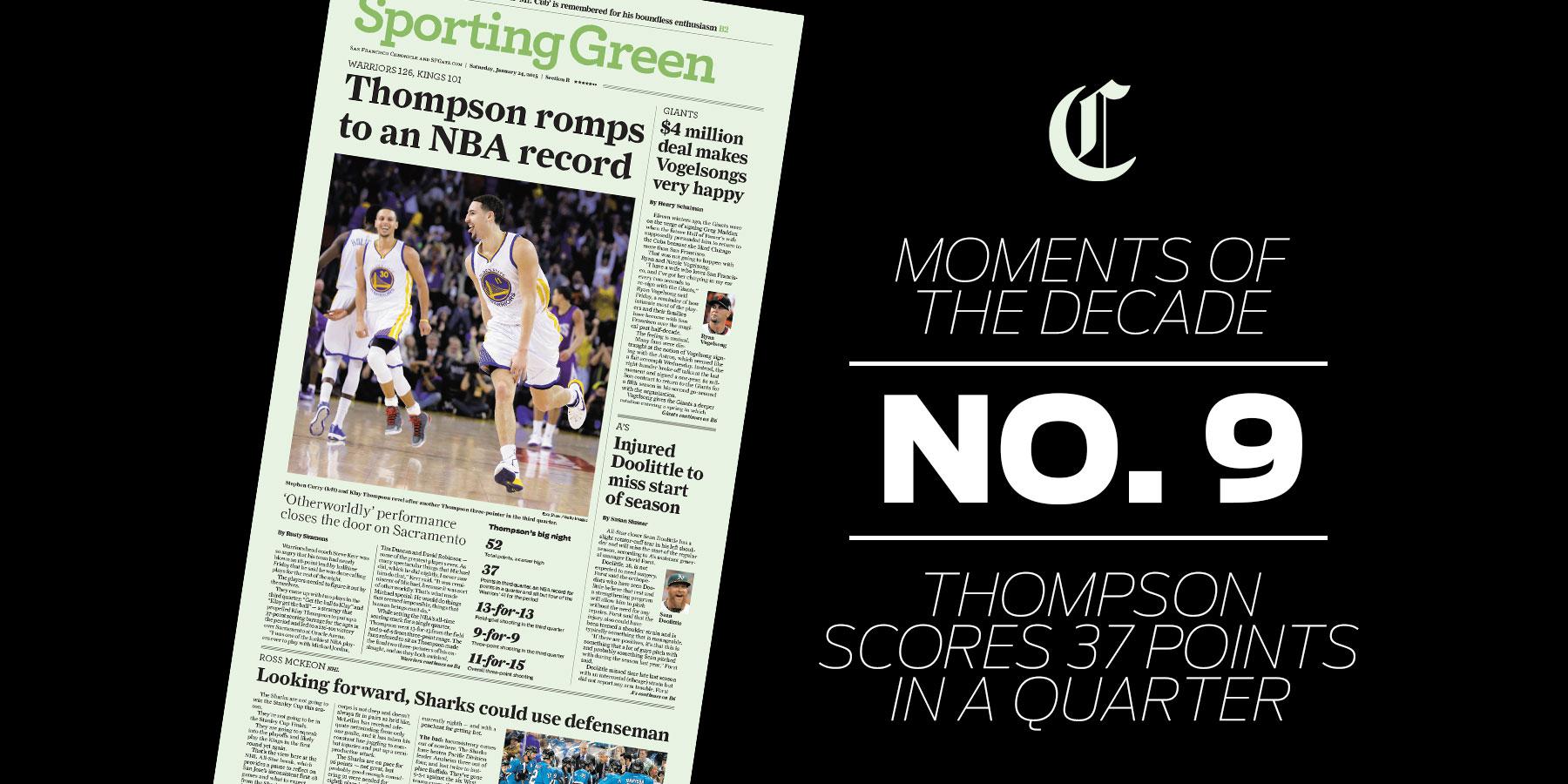 Memorable Moments Klay Thompson Has A Quarter For The Ages Sfchronicle Com