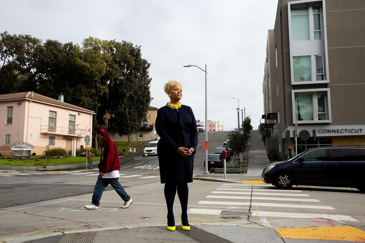 A portrait of Tonia Lediju, the acting director of the housing authority, outside the Bridge Housing at 1101 Connecticut Street on Thursday, Dec. 19, 2019, in San Francisco, Calif.