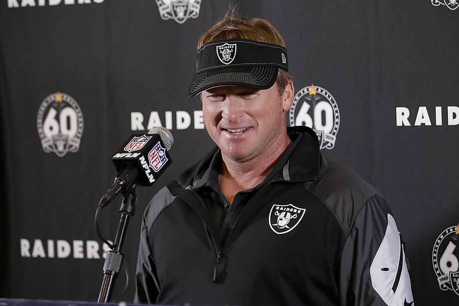 Raiders head coach Jon Gruden has been trying to guide his team through both a move to Las Vegas and through the dangers of the coronavirus pandemic. Photo: Marcio Jose Sanchez / Associated Press 2019