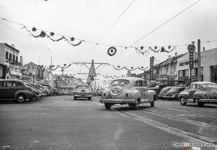 West Portal Avenue, San Francisco, Christmastime, 1947 Photo: Courtesy Of A Private Collector, OpenSFHistory / Wnp33.00161.jpg