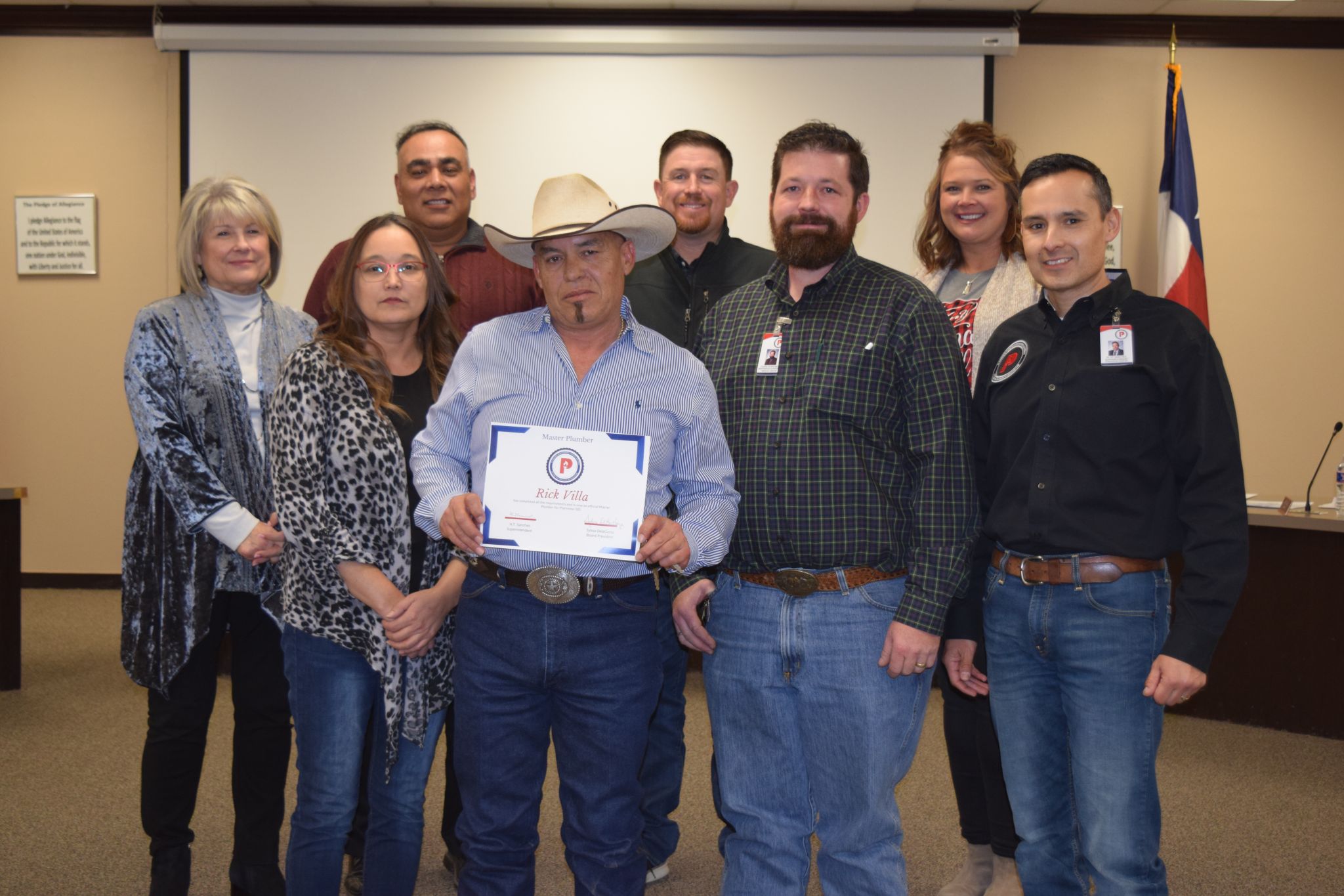 Plainview ISD School Board Recognizes Local Plumber s Accomplishments