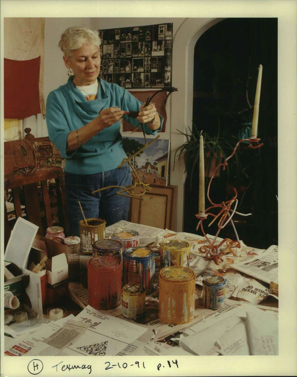 In this 1991 file photo, Gertrude Barnstone works on a metal sculpture. Barnstone, a renowned Houston artist and champion of civil rights causes, died Monday at the age of 94.