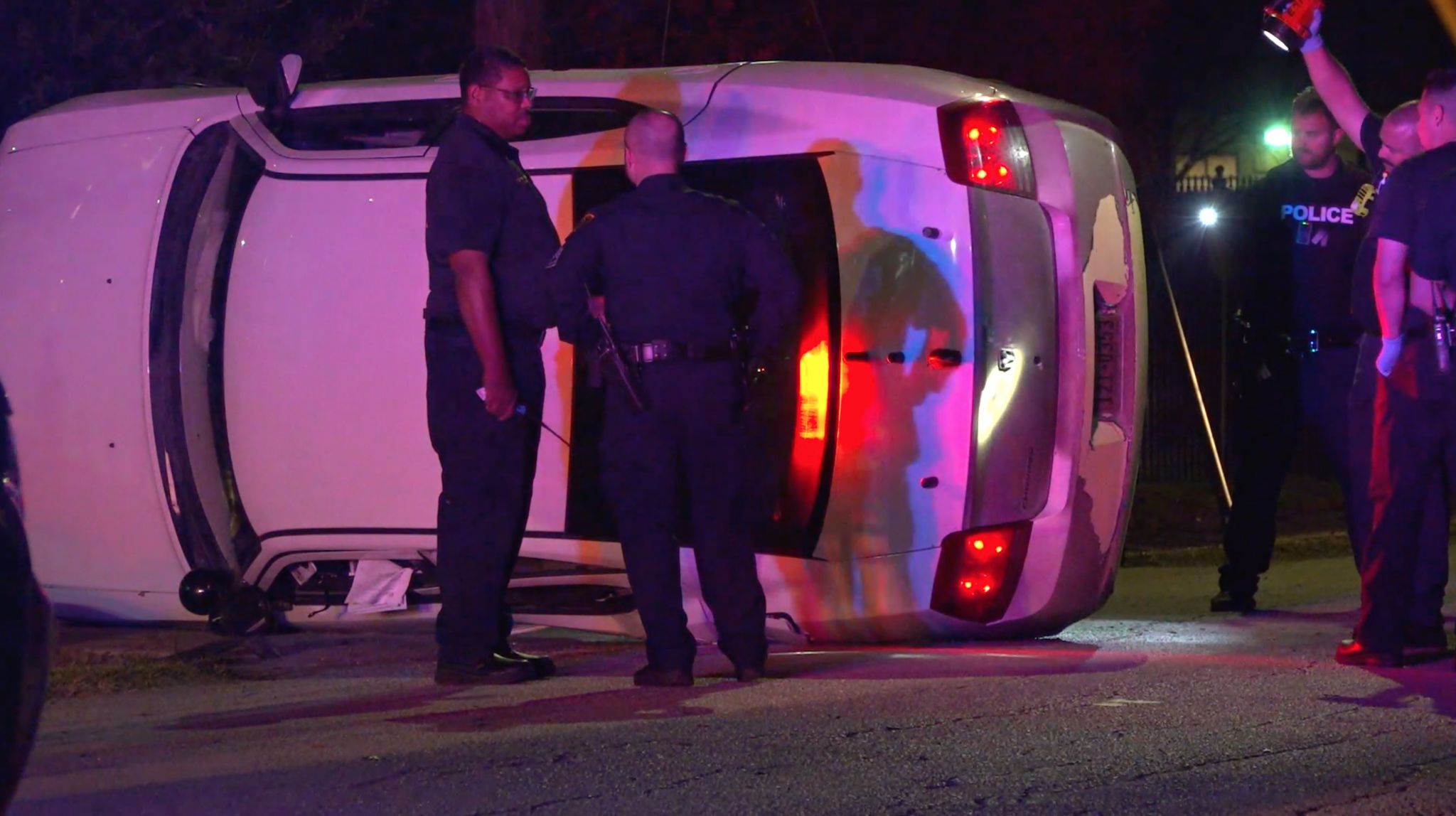 Suspected Drunk Driver Gets Away After Houston Cop Hits Pothole During Pursuit Flipping Cruiser