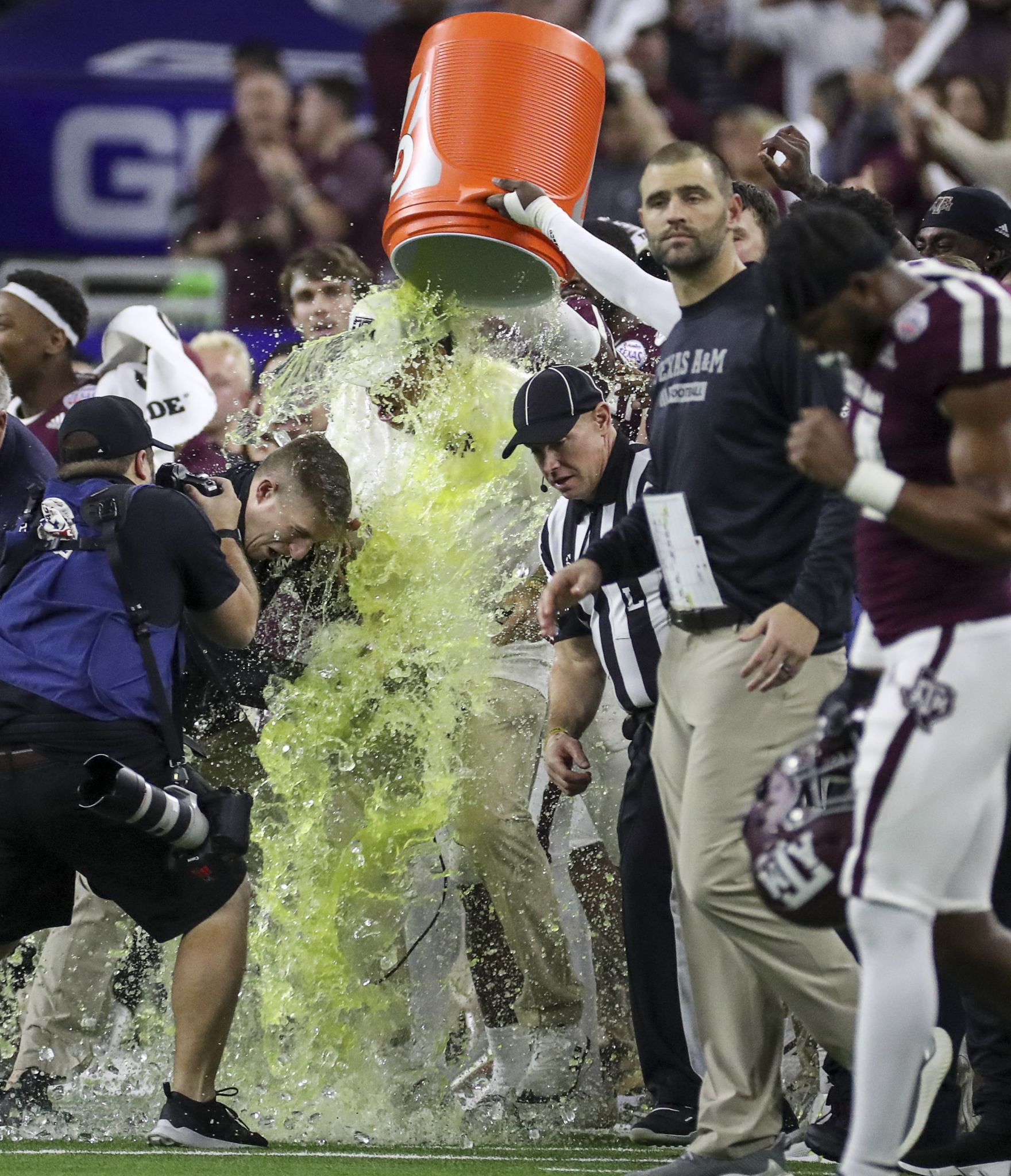 Photos: Kellen Mond dons cowboy hat, Texas A&M players give Jimbo Fisher a  Gatorade bath after Texas Bowl win vs. Oklahoma State