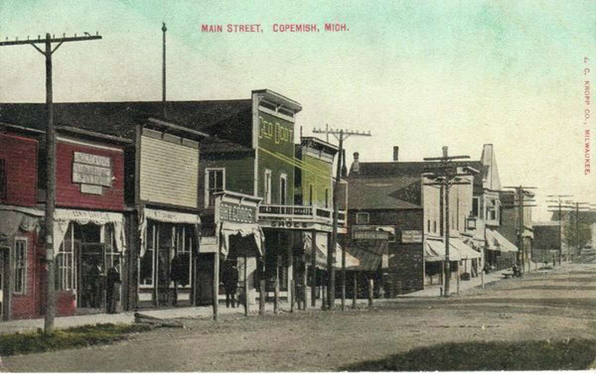 This photograph from the 1890s shows a view of the Main Street in downtown Copemish.