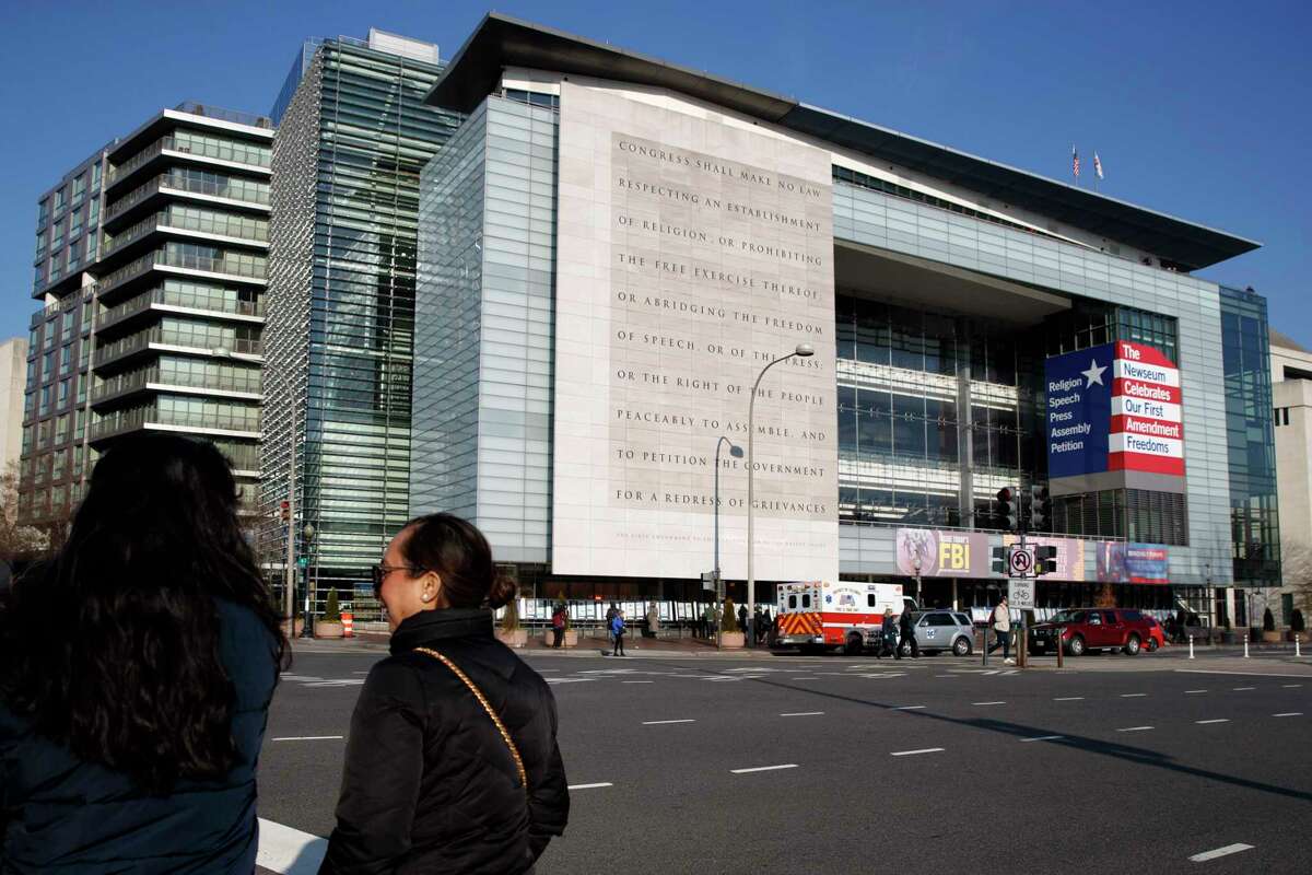 In this Friday, Dec. 20, 2019, photo, the Newseum is seen in Washington. The Newseum will close the Pennsylvania Avenue location on Dec. 31, 2019. It attracted millions of visitors but lacked a solid financial plan to stay afloat. The mission of the Newseum is to increase public understanding of the importance of a free press and the First Amendment. (AP Photo/Jacquelyn Martin)