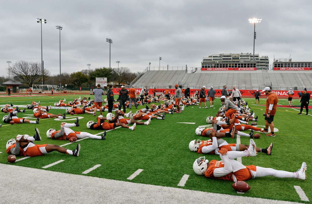 Cloudy skies prevailed as the Texas Longhorns practiced at the University of the Incarnate's Word's Benson Stadium Satrday morning in preparation for their New Years Eve Alamo Bowl game versus Utah.