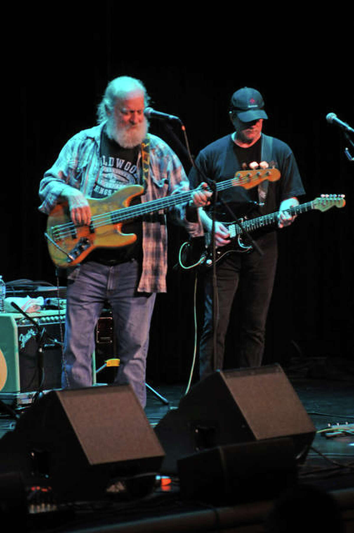 Original Ozark Mountain Daredevils’ member Michael “Supe” Granda, left, performs with the band during a Saturday matinee show at The Wildey Theatre in Edwardsville.