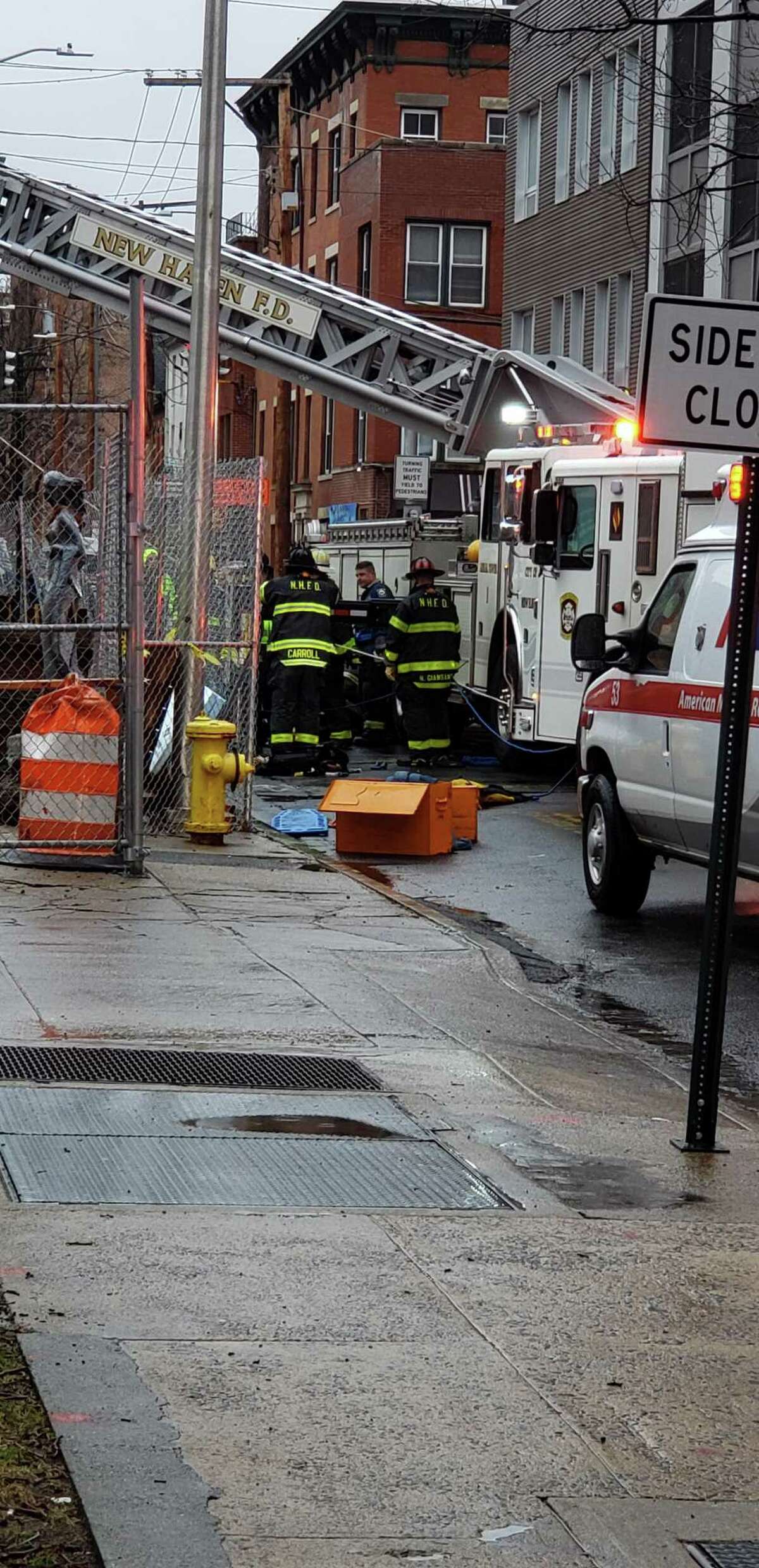 Firefighters responded to the scene of an accident at a High Street construction site on Monday, Dec. 30, 2019. The New Haven Fire Department is at the scene of a construction accident at 18 High St., said Rick Fontana, director of emergency operations.