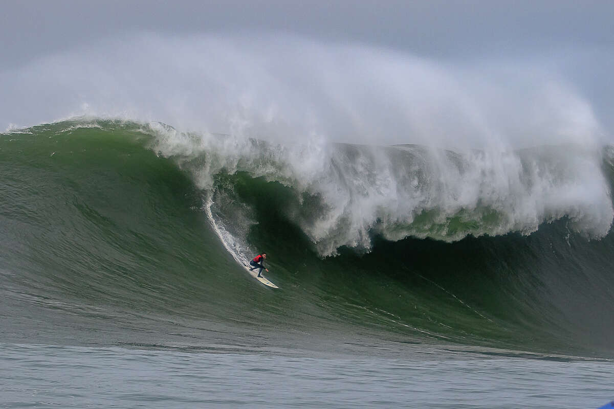Big waves swelled at Mavericks surf break, about 20 miles south of San Francisco, on Dec. 13, 2019.