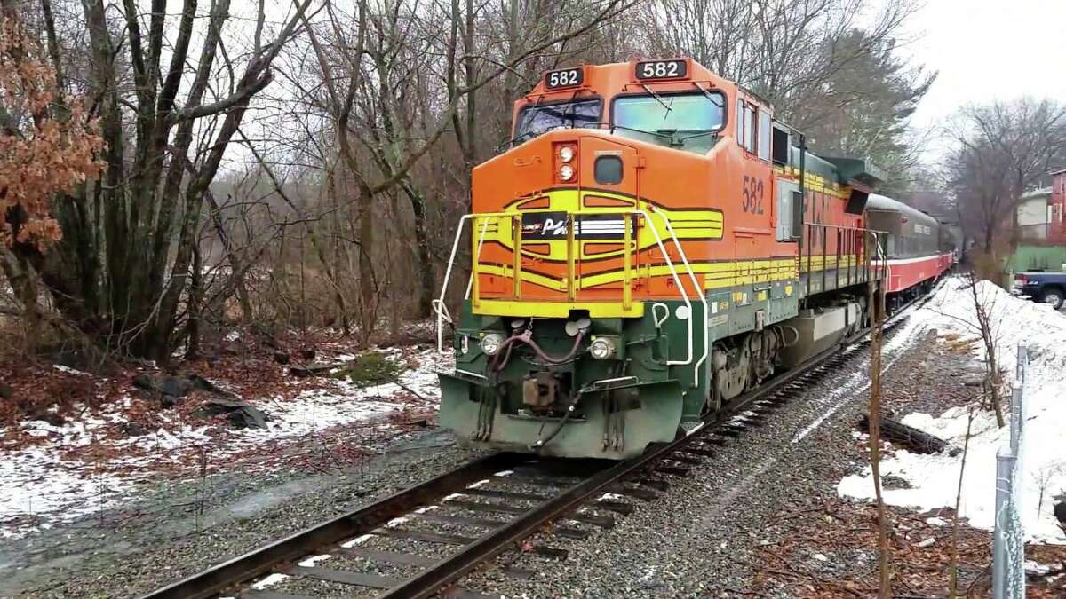 A Providence & Worcester Railroad on a seasonal "Polar Express" excursion in November 2016 in Rhode Island. P&W's Darien, Conn.-based parent Genesee & Wyoming was taken private at the end of 2019 by Canadian and Singapore investment firms. (Screenshot via YouTube)