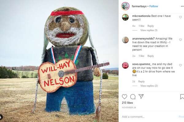 15 Foot Hay Sculpture Of Willie Nelson Towers Over Virginia Farm