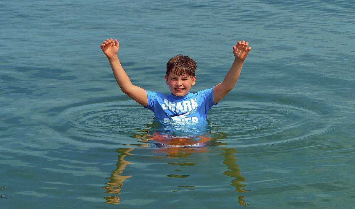 Owen from Westport at Compo Beach for the fireworks display. Photo Todd Tracy 7/3/2019