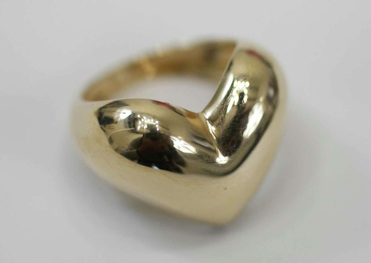 Lindsey Leigh Jewelry Yellow Gold Puffy Heart Ring, $1,100