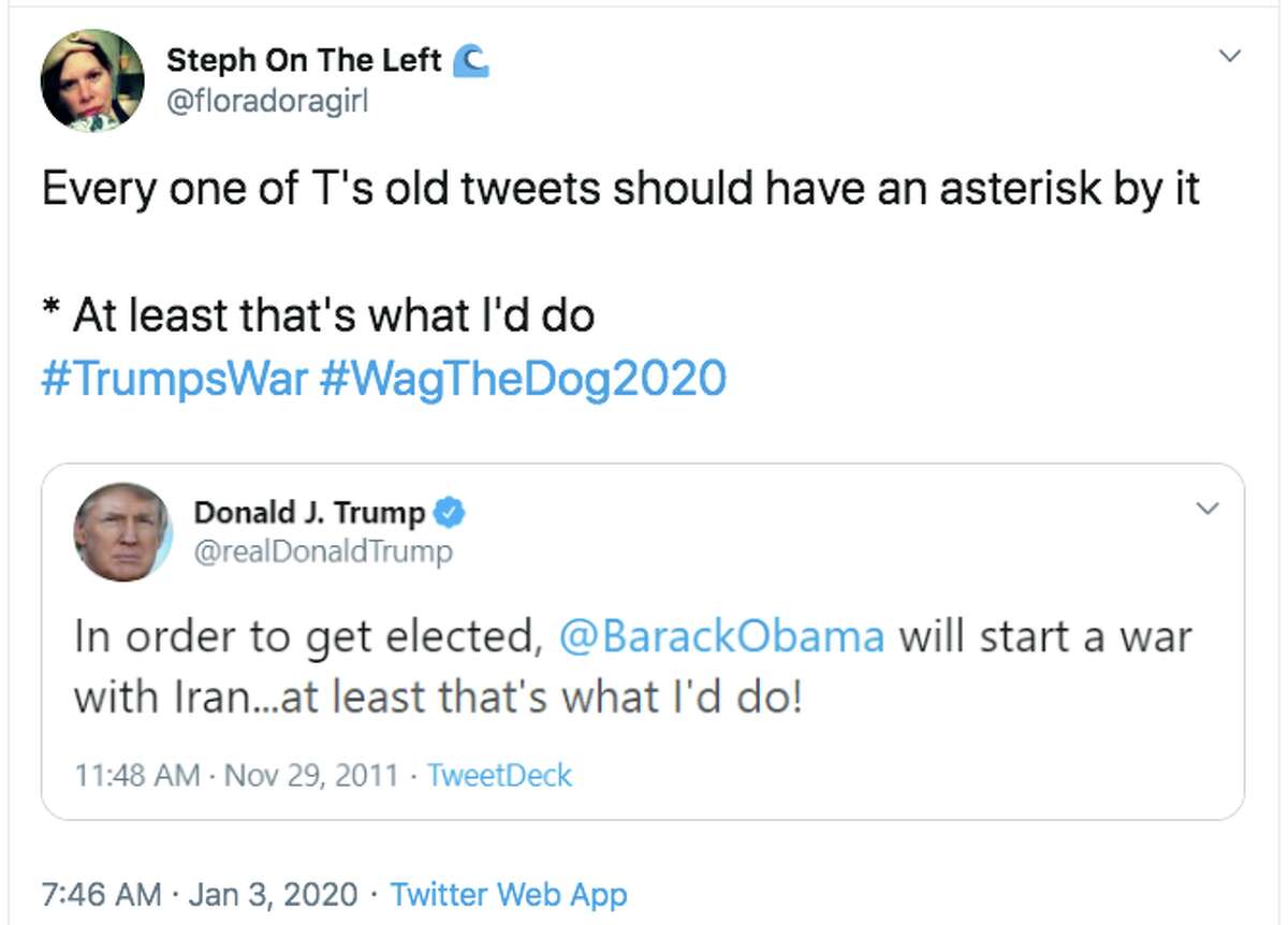 Twitter users dig up Trump's tweets from 2011-13 asserting that then-President Barack Obama would attack Iran in order to get re-elected.