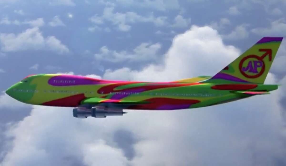 Something's not right about the timing of Austin Powers' groovy Boeing 747.