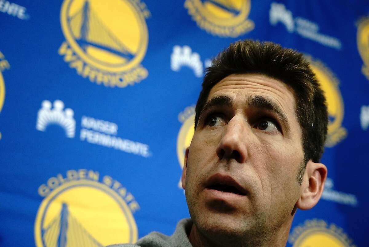 Warriors President of Basketball Operations / General Manager Bob Myers speaks at the End-of-Season press conference on Friday, June 14, 2019, in Oakland, CA.