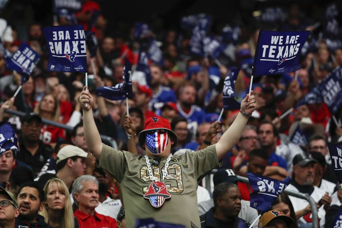 PHOTOS: Our 10 favorite cardboard cutouts as Astros games this season Houston Texans fans cheer during an AFC wild card playoff game against the Buffalo Bills at NRG Stadium on Saturday, Jan. 4, 2020, in Houston.