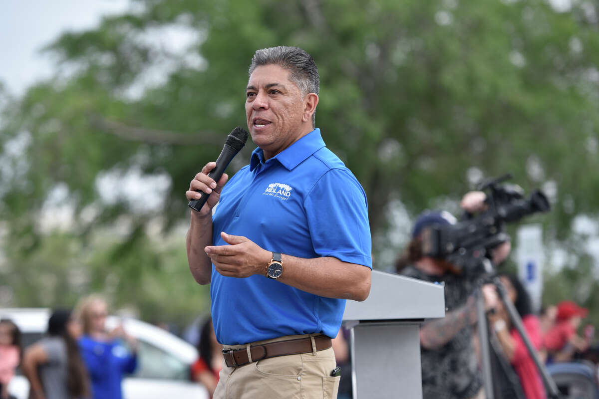 Former Midland Mayor Jerry Morales speaks during the opening celebration for the renovated Dennis the Menace Park in this file photo
