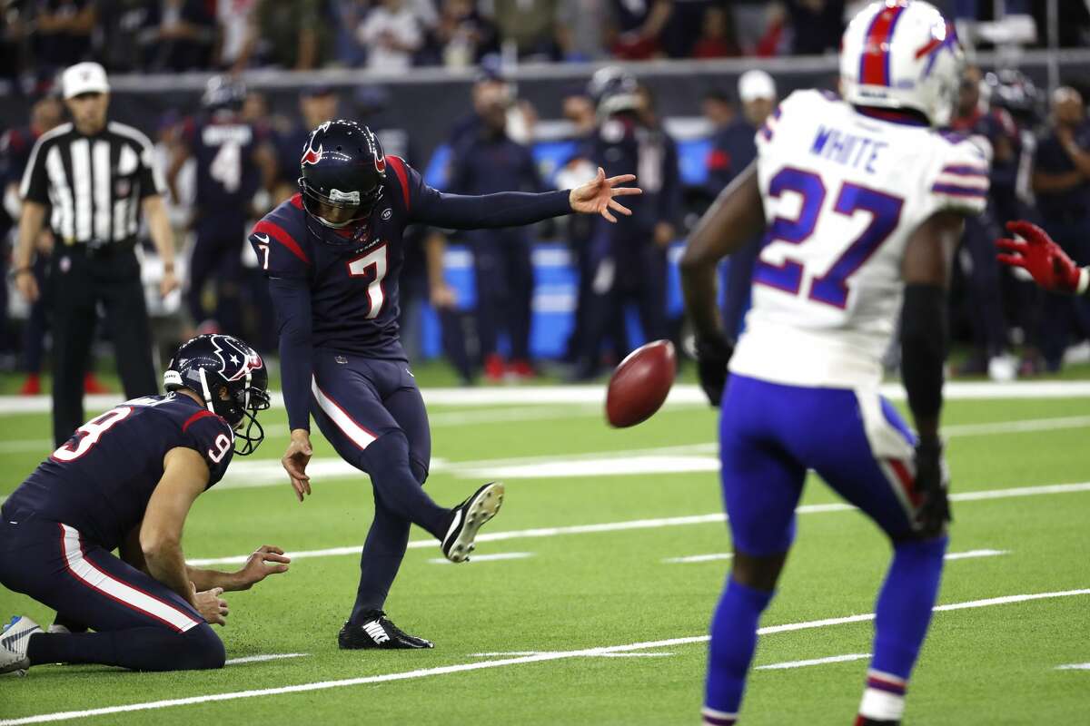 PHOTOS: Each Texans player's current contract situation Houston Texans kicker Ka'imi Fairbairn (7) kicks a 41-yard field goal against the Buffalo Bills during the fourth quarter of an AFC wild card playoff game at NRG Stadium on Saturday, Jan. 4, 2020, in Houston.