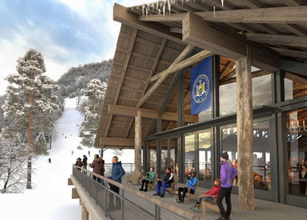 An early artist's rendering of what the new mid-station lodge at Whiteface Mountain might look like.