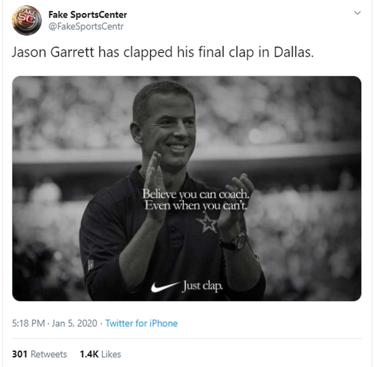 Twitter reacted to the news that the Dallas Cowboys will not renew Jason Garrett's contract.