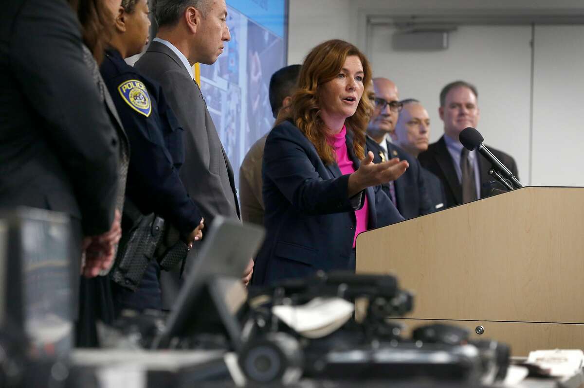 Interim District Attorney Suzy Loftus speaks at a news conference at her office in San Francisco, Calif. on Thursday, Dec. 12, 2019 to announce the seizure of more than $2 million of stolen property following a multi-agency investigation called Operation Focus Lens.