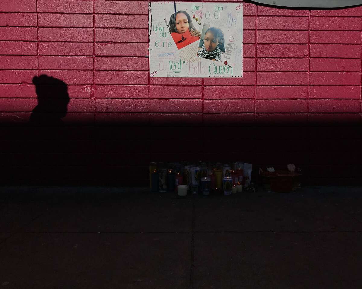 A memorial for Emma Hunt near the scene of the shooting.