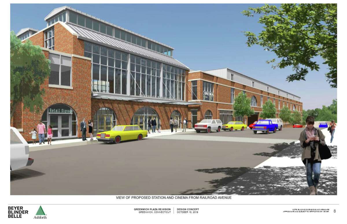 Preliminary conceptual renderings of the new Greenwich Plaza and train station, provided by Beyer Blinder Belle and Ashforth Co.