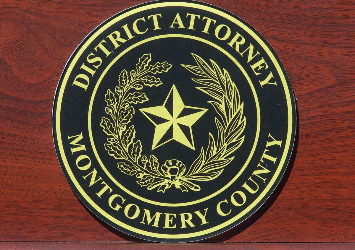 The seal of the Montgomery County District Attorney's Office is seen during a press conference addressing increased DWI enforcement May 25, 2017 at The Woodlands Mall.