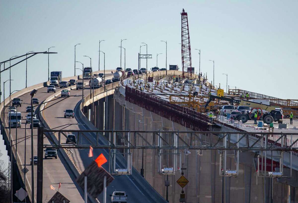 A three-week pause is planned in construction of the new Ship Channel Bridge along the Sam Houston Tollway in Houston, Tuesday, Jan. 7, 2020. Engineers must agree on a solution to a possible design flaw found nearly 20 months into construction.