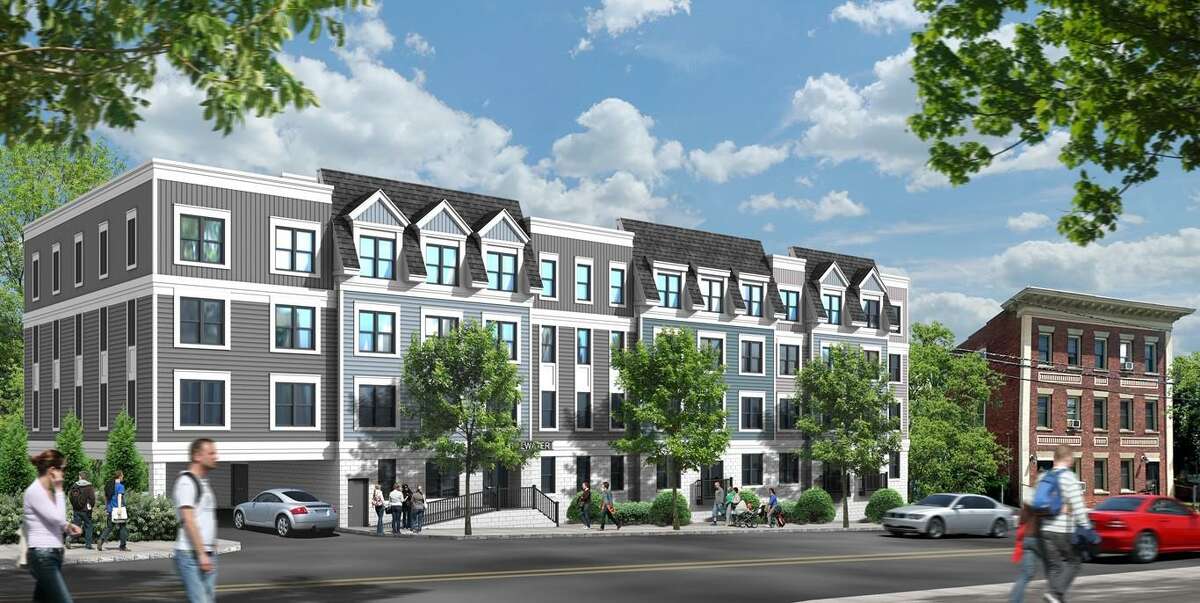 A preliminary rendering of the proposed 45-unit apartment that would be at 57, 63 and 65 Stillwater Ave. in Stamford.
