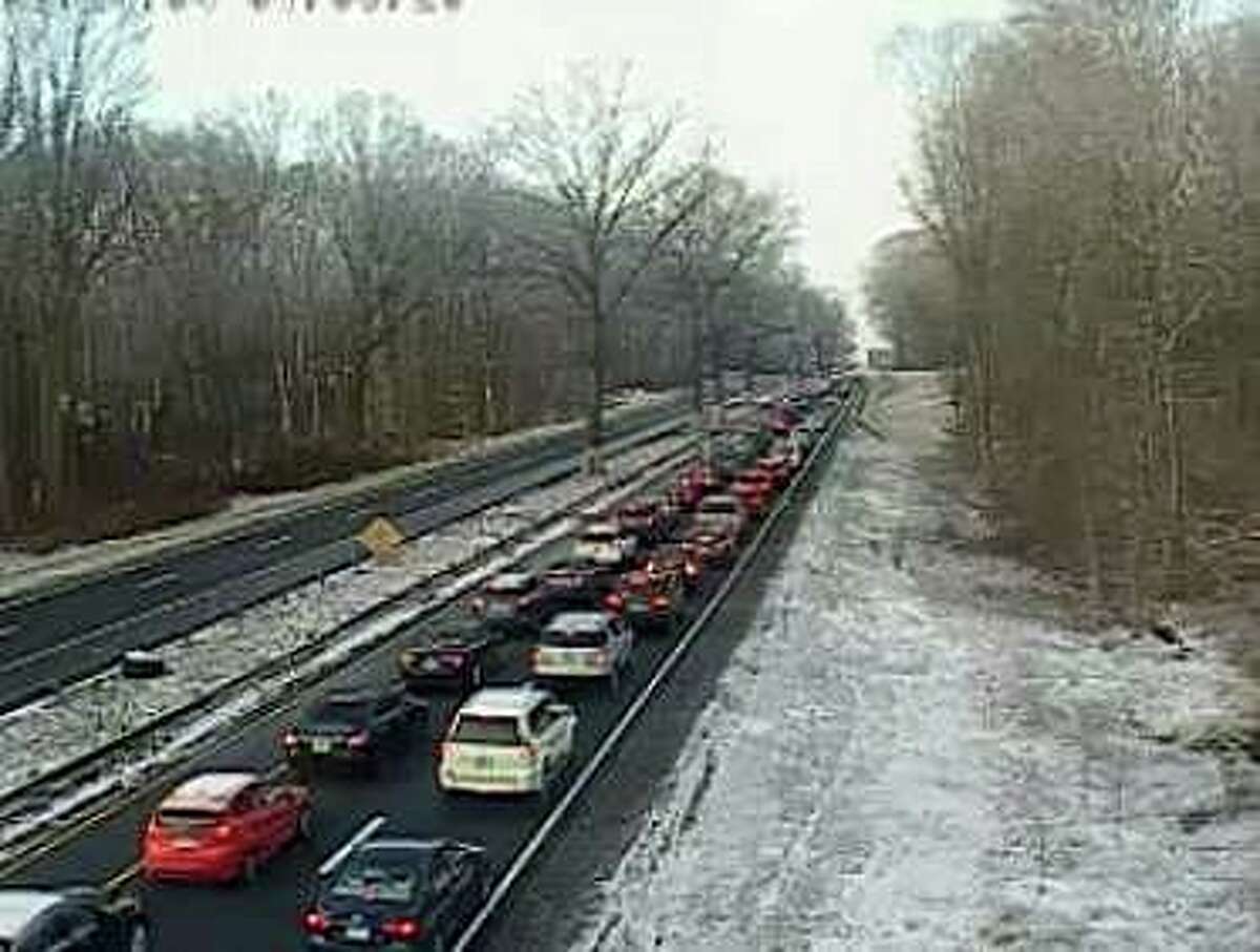 There are heavy southbound delays on the Merritt Parkway on Wednesday, Jan. 8, 2020.