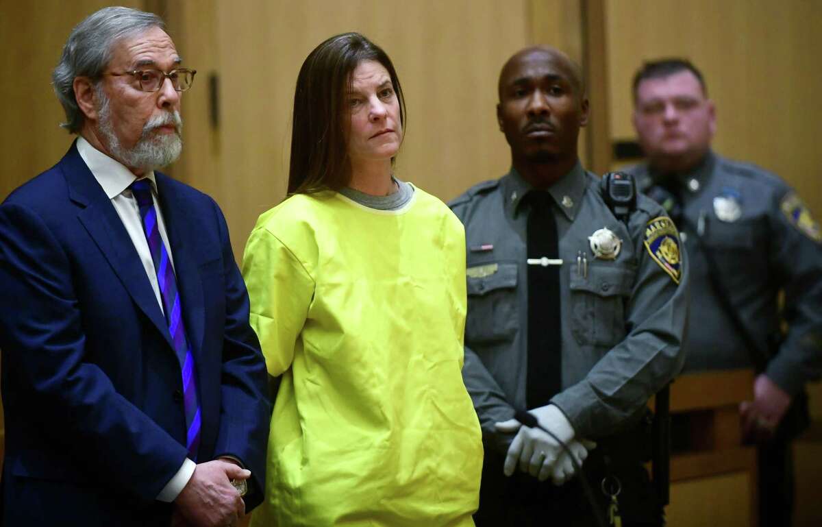Michelle Troconis is arraigned on conspiracy to commit murder charges in Stamford Superior Court Wednesday, January 8, 2020, in Stamford, Conn.