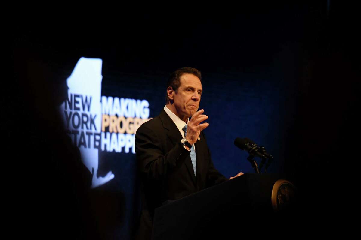 Gov. Andrew Cuomo delivers his 2020 State of the State Address on Wednesday, Jan. 8, 2020, at Empire State Plaza Convention Center in Albany, N.Y. (Will Waldron/Times Union)