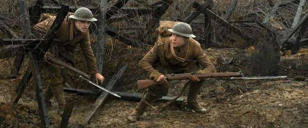 Dean-Charles Chapman, left, and George MacKay in a scene from “1917,” directed by Sam Mendes.