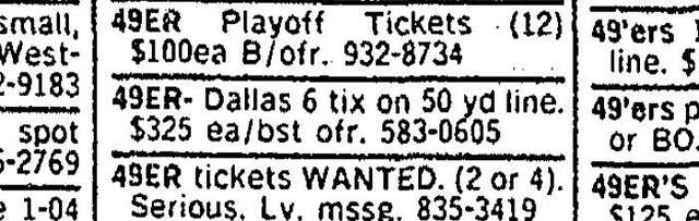 A San Francisco Chronicle classified advertisement from Jan. 7, 1982.