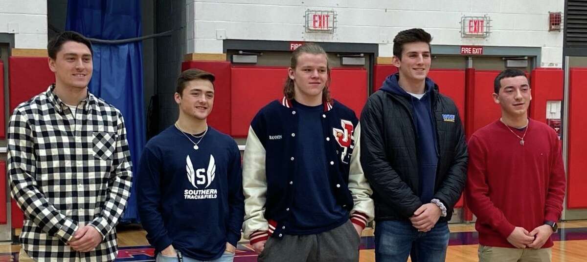 Caleb Tondora, Nick Costantini, Nolan Bannon, Maxwell Tavitian and Michael Simonelli were honored, along with Jordan Macdonald, as Foran athletes making All-State.