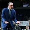 Siena head coach Carmen Maciariello communicates to his players during a game against Saint Peter's at the Times Union Center on Thursday, Jan. 9, 2020 in Albany, N.Y. (Lori Van Buren/Times Union)
