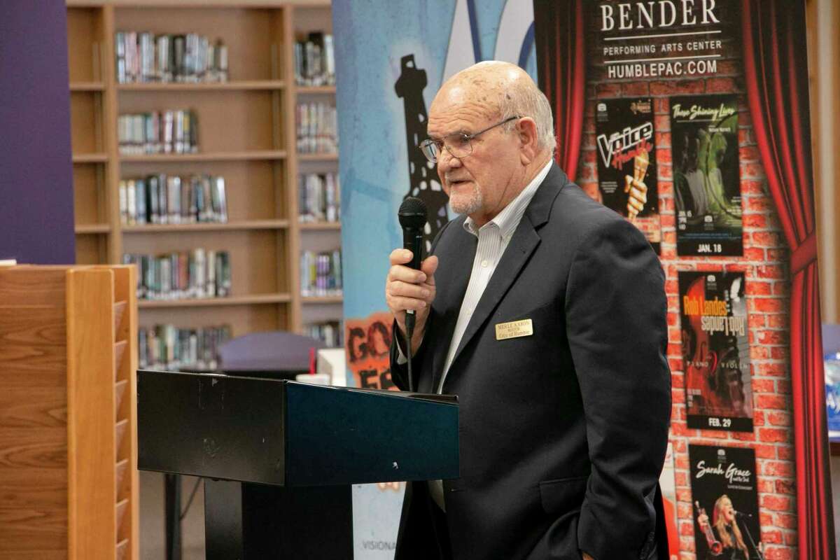Mayor of Humble Merle Aaron discussed downtown Humble improvements at a previous Humble BizCom earlier this year held at Humble High School.