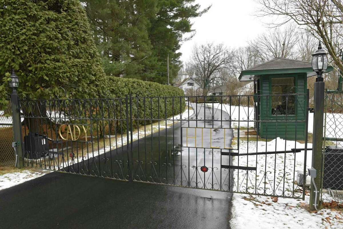 Gate leading to MaryLou Whitney's home Cady Hill at 40 Geyser Road on Friday, Jan. 10, 2020 in Saratoga Springs, N.Y. Whitney's will leaves Cady Hill to her husband John Hendrickson. Two adjoining properties at 14 and 20 Geyser Road were left to two long-term employees. (Lori Van Buren/Times Union)