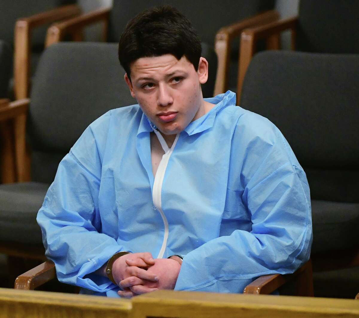 Ellis Tibere, 18, of Guilford, appears in court Jan. 7.