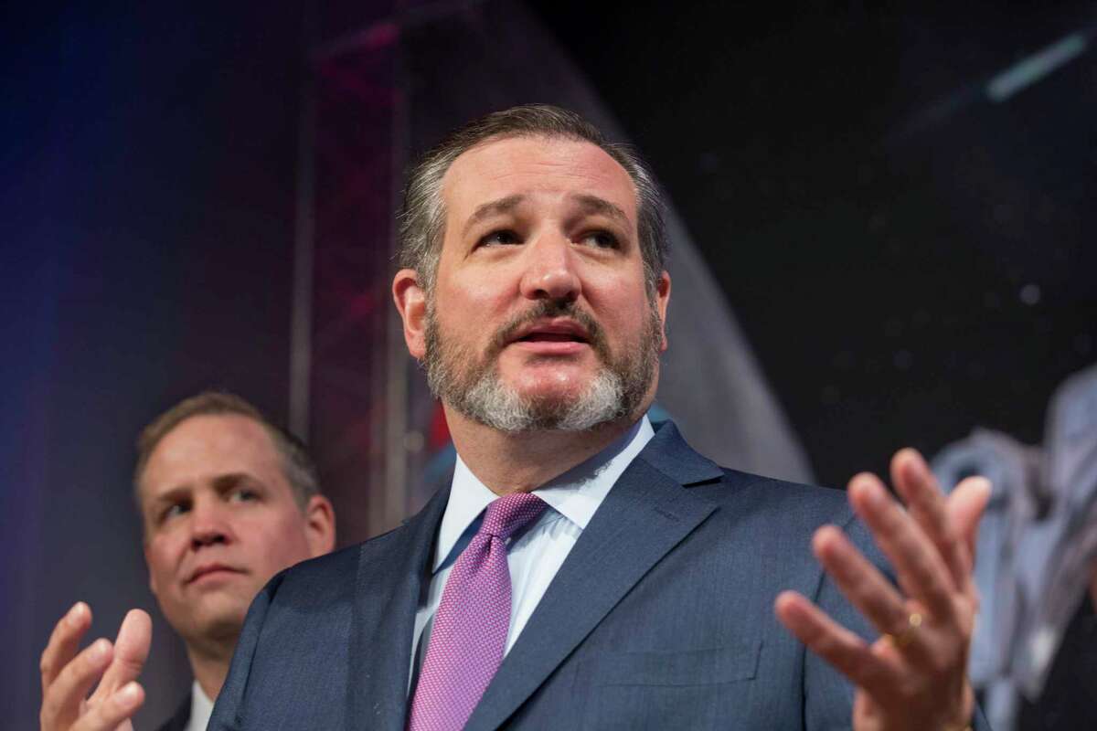 Sen. Ted Cruz answers questions from the press after the graduation ceremony of thirteen first class of astronaut candidates under the Artemis program at the Johnson Space Center on Friday, Jan. 10, 2020, in Houston.